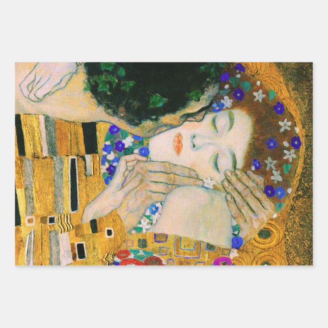 Feuille De Papier Cadeau Le Baiser de Gustav Klimt (Devant)