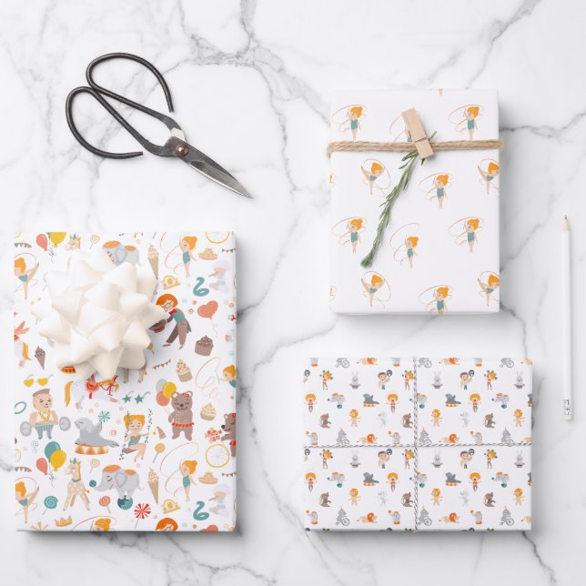 Feuille De Papier Cadeau Le Cirque moderne amusant (Recto)