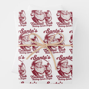 Feuille De Papier Cadeau Le club de cocktail du Père Noël drôle de Noël boi