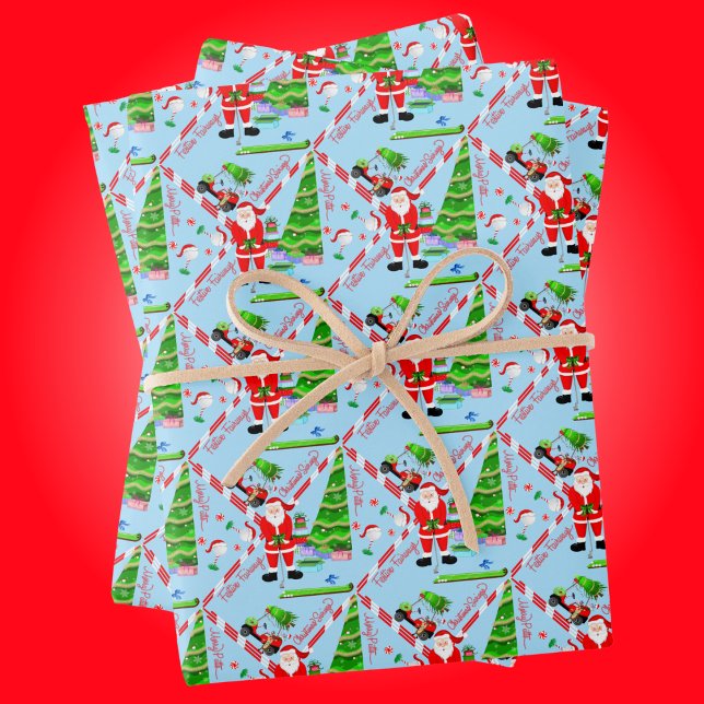 Feuille De Papier Cadeau Le golf de père Noël par sapin de Noël (Santa's Golfing Magic - Tee Up the Holidays with Cheer!)