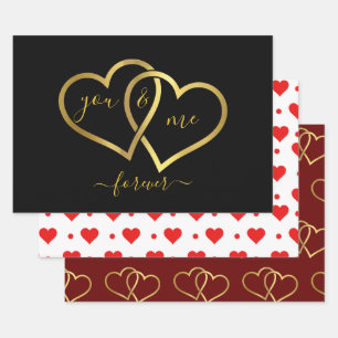 FEUILLE DE PAPIER CADEAU LE JOUR DE VALENTINE CUTE CUSTOMISÉ COEURS LIÉS