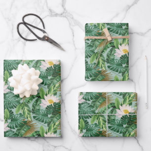 Feuille De Papier Cadeau Le Motif blanc Lotus Tropical Canopy
