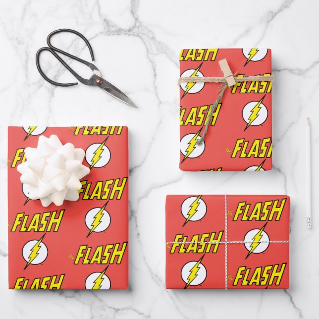 Feuille De Papier Cadeau Le nom Flash et logo d'éclair (Recto)