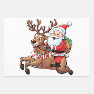 Feuille De Papier Cadeau Le Père Noël avec des cadeaux de paix