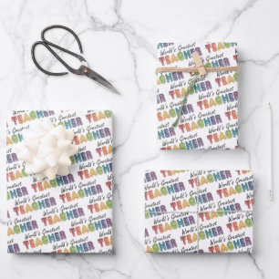 Feuille De Papier Cadeau Le plus grand professeur du monde Rainbow