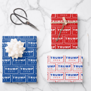 Feuille De Papier Cadeau Le président Donald Trump 2024 Noël patriotique