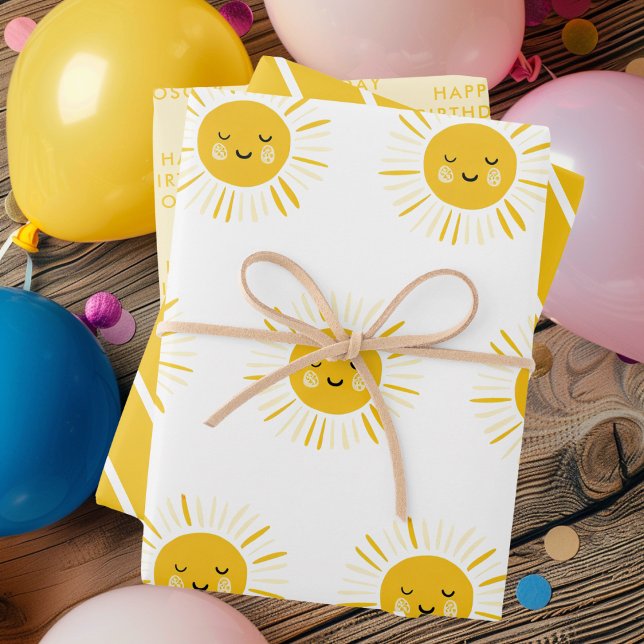 Feuille De Papier Cadeau Le soleil tourne à une fête d'anniversaire (Créateur téléchargé)