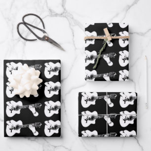 Feuille De Papier Cadeau Lecture du motif graphique de la guitare