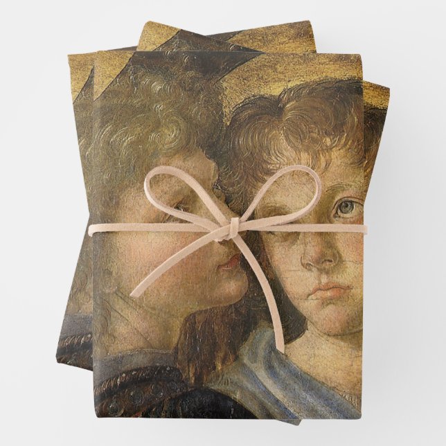 Feuille De Papier Cadeau Leonardo da Vinci's Baptism of Christ Angels (En situation)