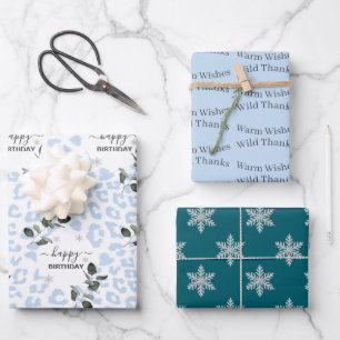 Feuille De Papier Cadeau Léopard de glacier sauvage d'hiver