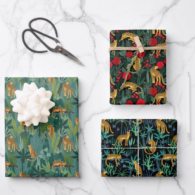 Feuille De Papier Cadeau Leopard Jungle  (Recto)