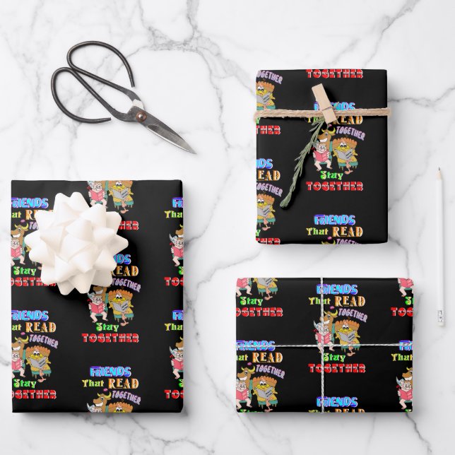 Feuille De Papier Cadeau Les amis qui lisent ensemble restent ensemble (Recto)