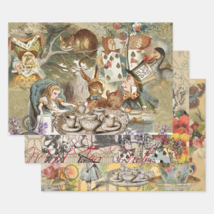 Feuille De Papier Cadeau Les Aventures d'Alice au Pays des Merveilles Thé à