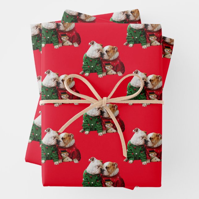 Feuille De Papier Cadeau Les chiens errants de Noël (En situation)