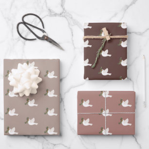 Feuille De Papier Cadeau Les colombes de la Paix Voler les oiseaux Vacances