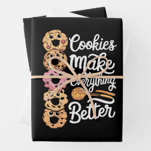 Feuille De Papier Cadeau Les cookies rendent tout mieux drôle Noël