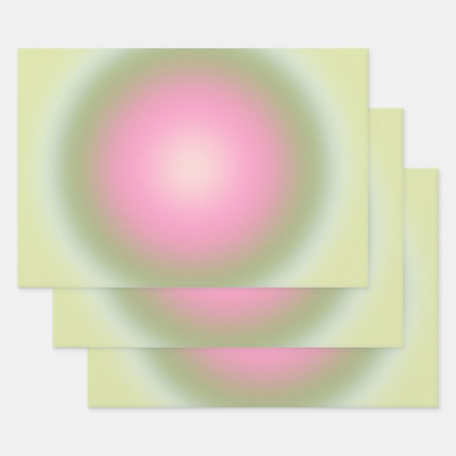 Feuille De Papier Cadeau Les Couleurs 07 Aura Rose Et Vert Gradient (Lot)