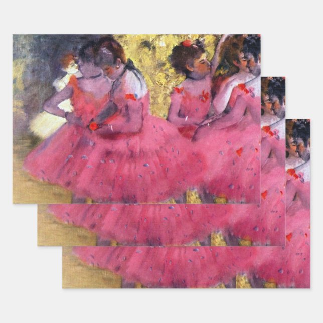 Feuille De Papier Cadeau Les Danseuses roses, avant le ballet d'Edgar Degas (Lot)