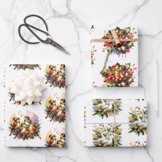 Feuille De Papier Cadeau Les douze jours de Noël (Recto)