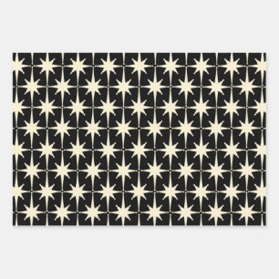 Feuille De Papier Cadeau Les étoiles de l'âge moyen de l'atomique éclate