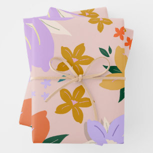 Feuille De Papier Cadeau Les Fleurs 04 Retro Colorful Floral
