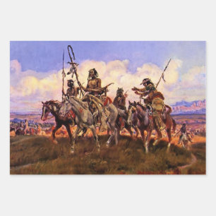 Feuille De Papier Cadeau "Les loups" de Charles M Russell