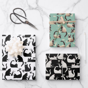 Feuille De Papier Cadeau Les mauvais chats frappent des trucs sur le Motif