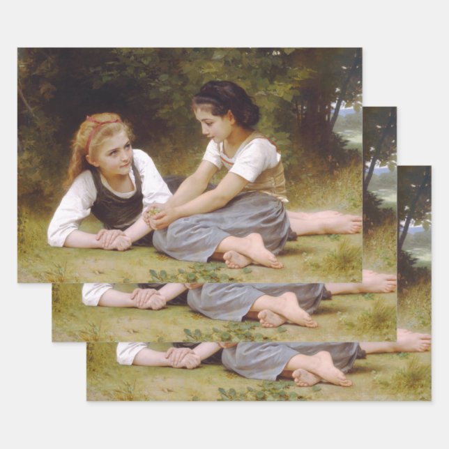 Feuille De Papier Cadeau Les Noisettes : Les jeunes filles ramassent les no (Lot)