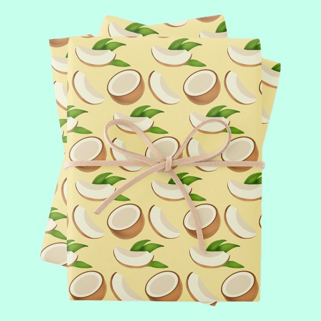 Feuille De Papier Cadeau Les noix de coco tropicales (Créateur téléchargé)