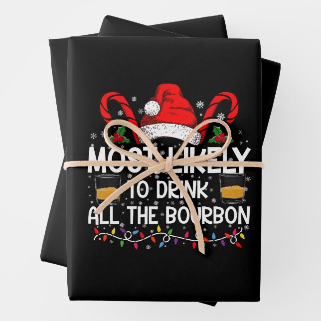 Feuille De Papier Cadeau Les Plus Susceptibles De Boire Tout Le Noël Bourbo (En situation)