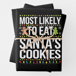 Feuille De Papier Cadeau Les Plus Susceptibles De Manger Santas Cookies Noë
