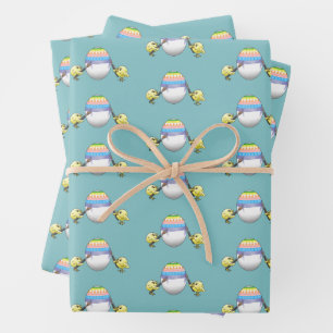 Feuille De Papier Cadeau Les poules peignent un beau œuf de Pâques