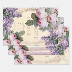 Feuille De Papier Cadeau Les Roses chic romantiques français de Shabby et L