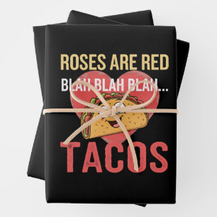 Feuille De Papier Cadeau Les roses sont rouges, blabla tacos Saint-Valentin