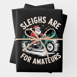 Feuille De Papier Cadeau Les traîneaux sont pour les amateurs de Noël moto
