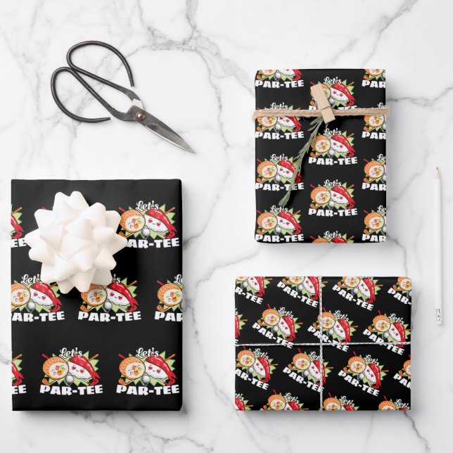 Feuille De Papier Cadeau Lets Par Tee Golf Pun - Golf Party (Recto)