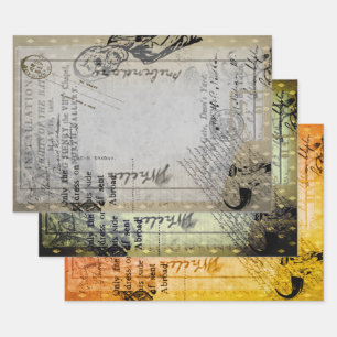 Feuille De Papier Cadeau Lettre d'horreur Zombie Ephamera Vintage Halloween