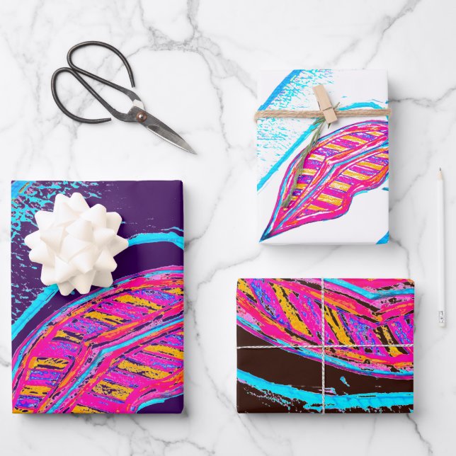 Feuille De Papier Cadeau Lèvres roses et un mot balon ou langue (Recto)