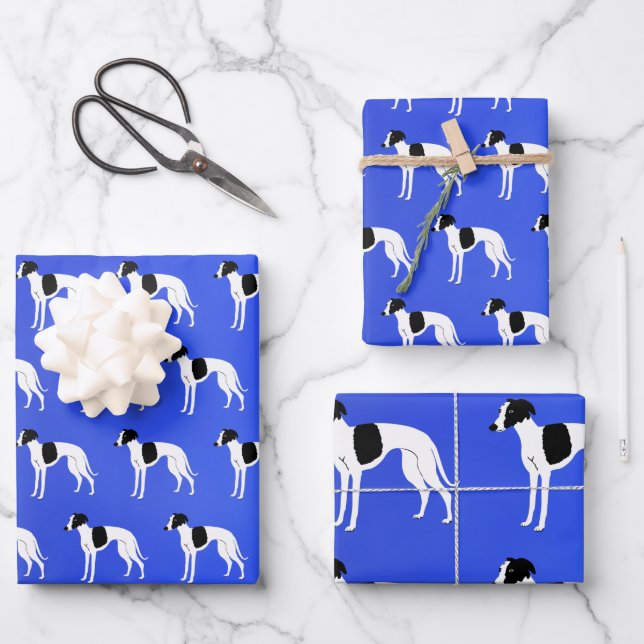 Feuille De Papier Cadeau Lévrier Whippet (Recto)