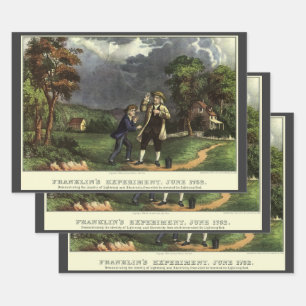 Feuille De Papier Cadeau L'expérience de Benjamin Franklin avec le cerf-vol