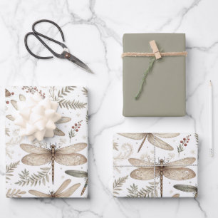 Feuille De Papier Cadeau Libellules d'esprit de fête