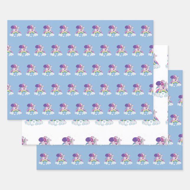 Feuille De Papier Cadeau Licorne de Noël Santa (Lot)
