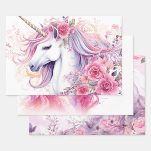 Feuille De Papier Cadeau Licorne Magique Mignonne