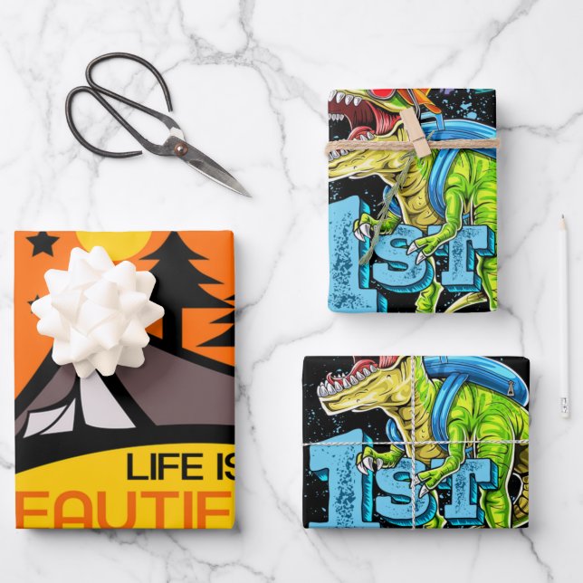 Feuille De Papier Cadeau Life is A Beautiful Adventure Camping (Recto)