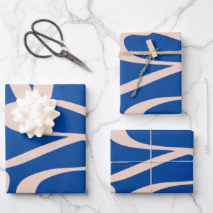 Feuille De Papier Cadeau Ligne Abstraite bleue