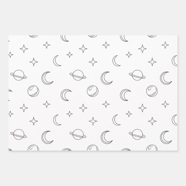 Feuille De Papier Cadeau Ligne d'art céleste (Devant)