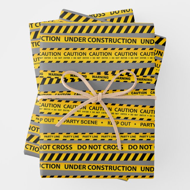 Feuille De Papier Cadeau Ligne de prudence de construction Dons Décors (En situation)