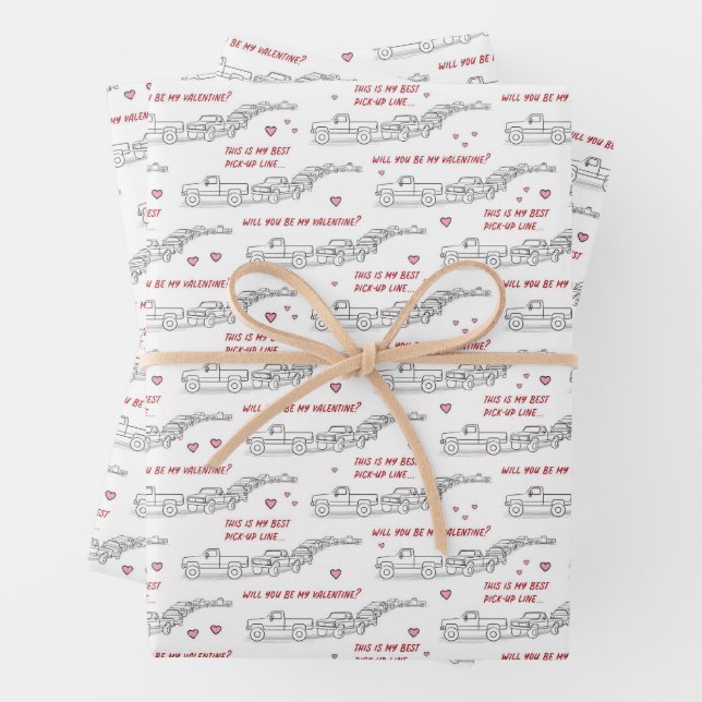 Feuille De Papier Cadeau Ligne de ramassage Valentine Funny Truck Lover Env (En situation)