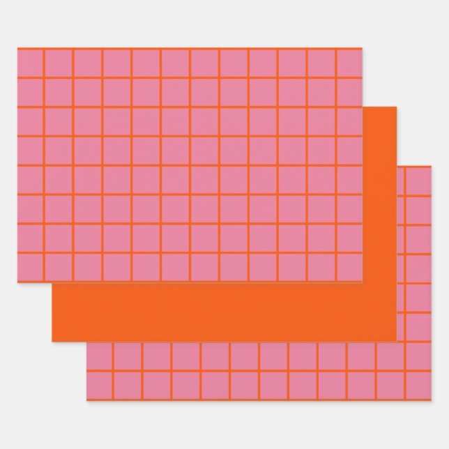 Feuille De Papier Cadeau Lignes minimales tendance rose chaud (Lot)