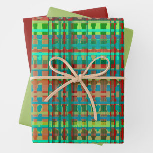 Feuille De Papier Cadeau Lignes-Trendy bleu brûlé brun tribal clair